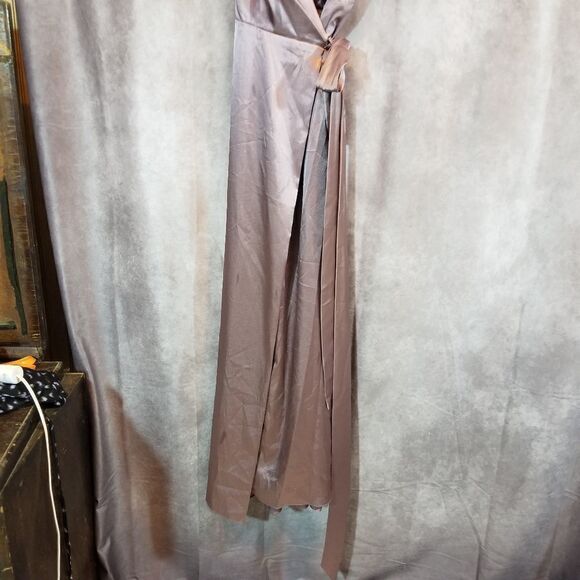 Jenny Packham Sleeveless Stretch Wrap Dress with Sash French Truffle size US6 - Picture 8 of 11